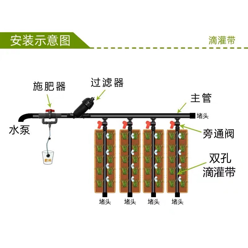 滴灌带 贴片双孔16mm 农业种植草莓种植大棚灌溉膜下滴灌