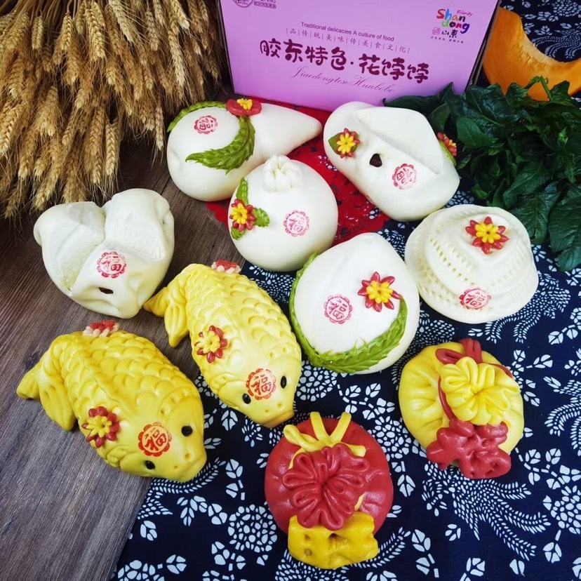 威海胶东手工花饽饽馍馍花式馒头面食 富贵有余礼盒1520g