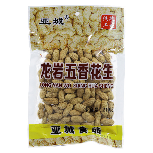 上杭县福建龙岩亚城 210g 五香口味袋装带壳花生 坚果炒货批发
