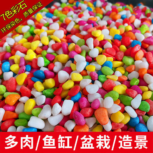 安远县七彩石头彩色小石子多肉铺面石鱼缸造景植物园艺花盆栽装饰小石子