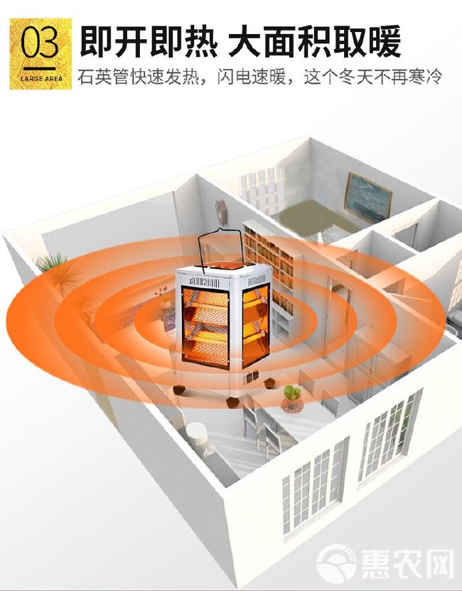 五面取暖器烧烤型新款烤火炉家用多功能电热扇省电小太阳节能电暖