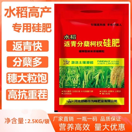 水稻硅肥返青肥分蘖肥纳米缓释颗粒抗倒促分颗粒饱满分蘖肥料