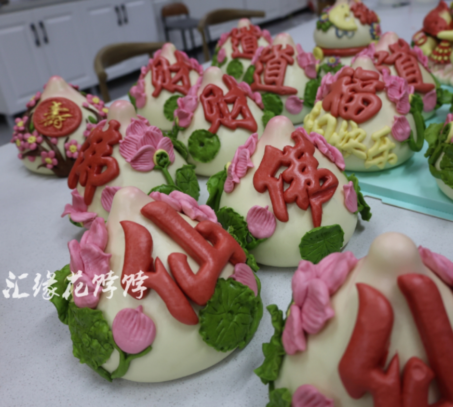 嘉祥县大寿桃花饽饽礼佛款佛道仙上供花馍花样馒头