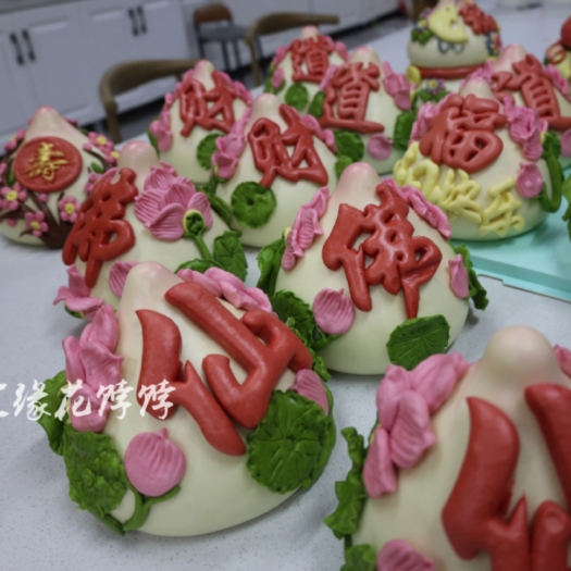 嘉祥县大寿桃花饽饽礼佛款佛道仙上供花馍花样馒头