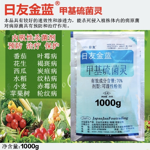 巨野县日友金蓝70%甲基硫菌灵蓝粉甲托轮纹病杀菌剂