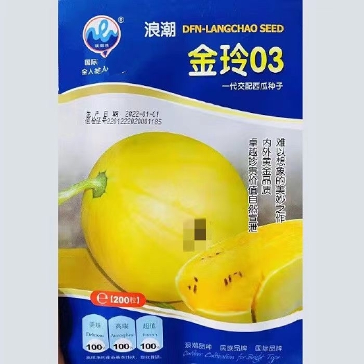 浪潮牌金玲03礼品西瓜种子黄皮黄肉早熟圆形瓜种籽耐低温耐旱皮
