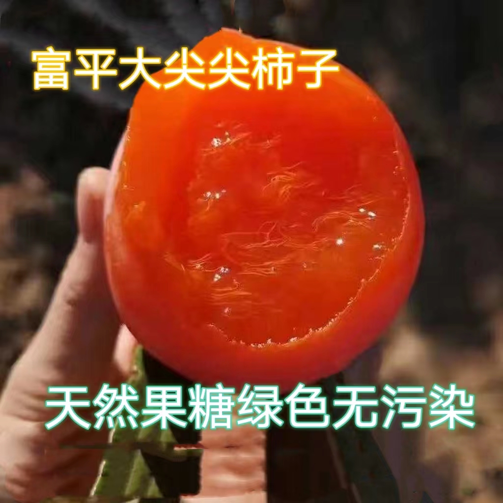 富平县陕西富平大尖柿子现摘现发口感丝滑皮薄肉厚滑嫩多汁产地直供