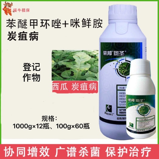 宁阳县荣邦斑圣40%苯醚甲环唑咪鲜胺西瓜炭疽病