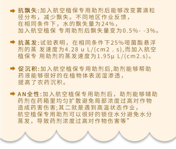 飞防专用助剂抗蒸发防漂移促沉降解絮凝耐雨水冲刷展润增效剂