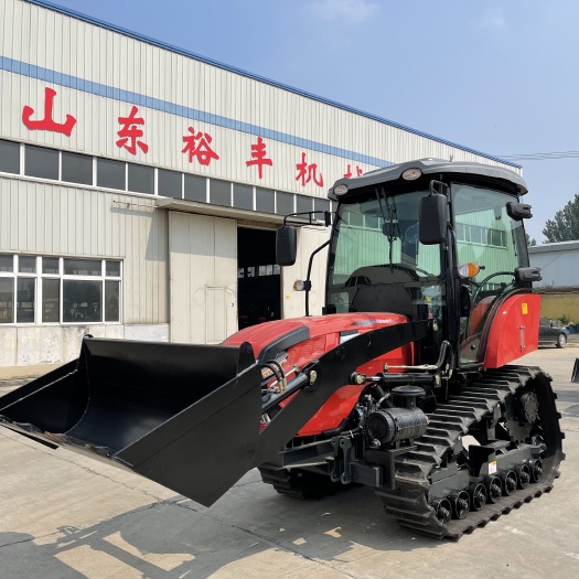 曲阜市120马力拖拉机水旱两用履带旋耕机前置装粮铲带豪华驾驶室