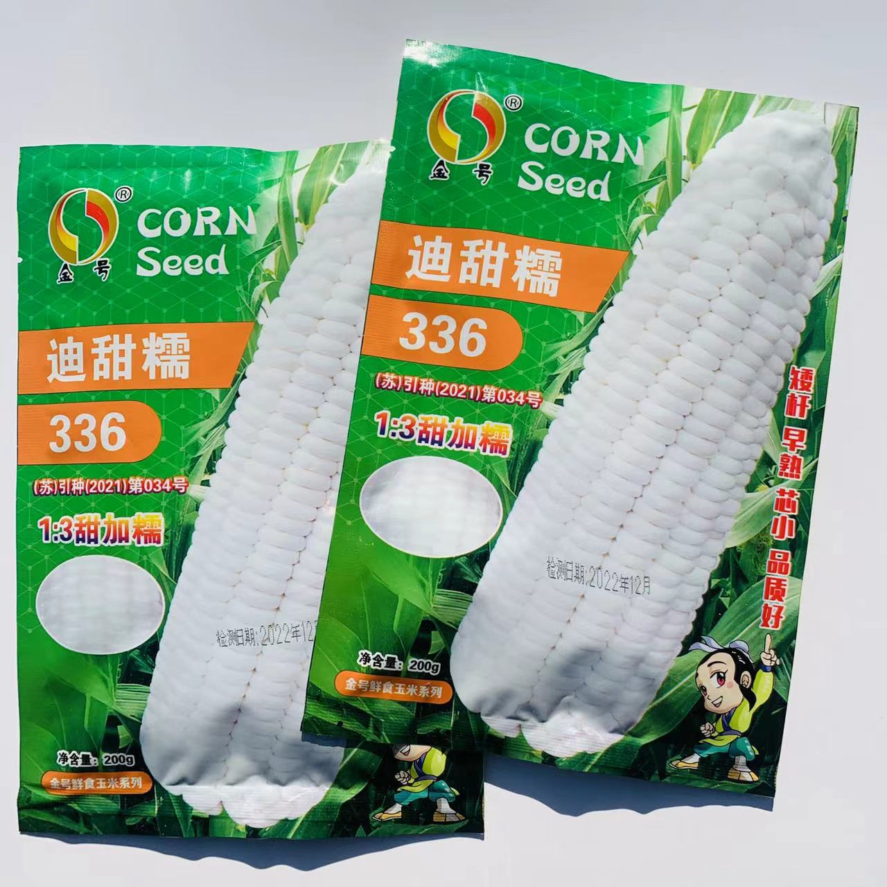 沭阳县玉米种子迪甜糯336玉米甜加糯型矮杆早熟籽粒白色鲜食玉米种子