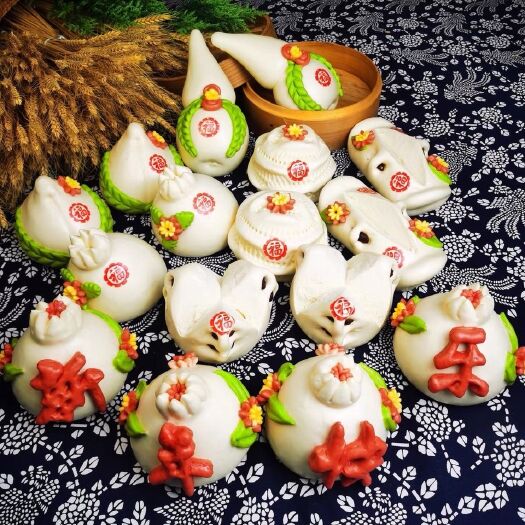 烟台胶东手工花饽饽枣饽饽花样馍馍馒头虎年春节新年礼盒3200g