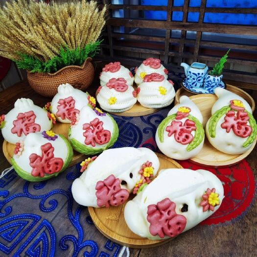 烟台【顺丰包邮】胶东手工花饽饽馍馍花式馒头面食 福满新春礼盒