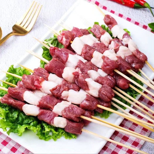 连云港批发【60串疯狂抢购中】内蒙调制牛肉串新鲜腌制烧烤串半成品