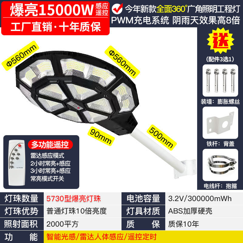 太阳能路灯家用人体感应户外LED庭院灯室外农村防水防雷全自动