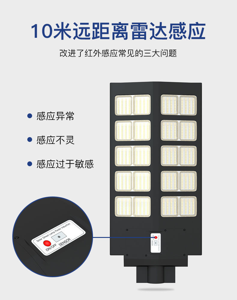 太阳能路灯家用人体感应户外LED庭院灯室外农村防水防雷全自动