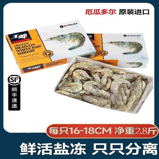 青岛顺丰包邮 盐冻海虾 厄瓜多尔白虾新鲜大虾鲜活冷冻超大对虾现货