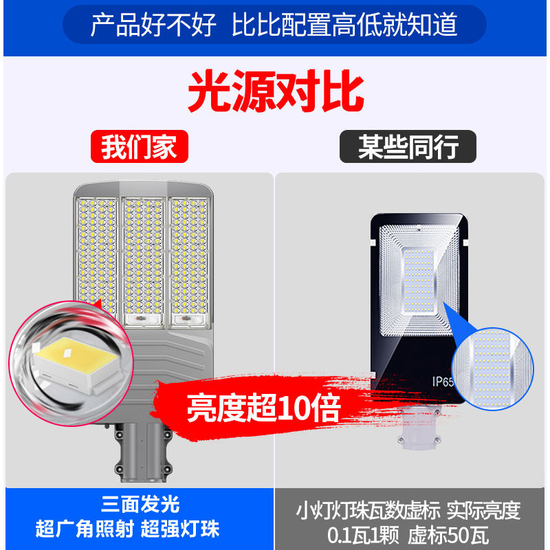 新款太阳能路灯户外灯大功率双面三面超亮农村家用庭院工程照明灯