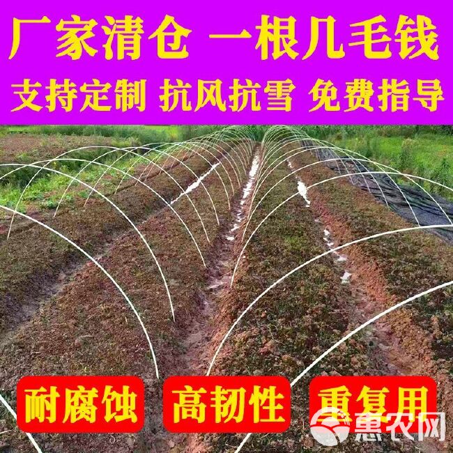 农用拱棚实心玻璃纤维杆菜棚骨架小拱棚育苗棚家用支架防虫网棚架