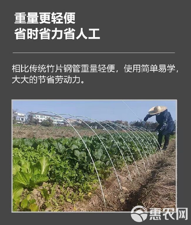 农用拱棚实心玻璃纤维杆菜棚骨架小拱棚育苗棚家用支架防虫网棚架