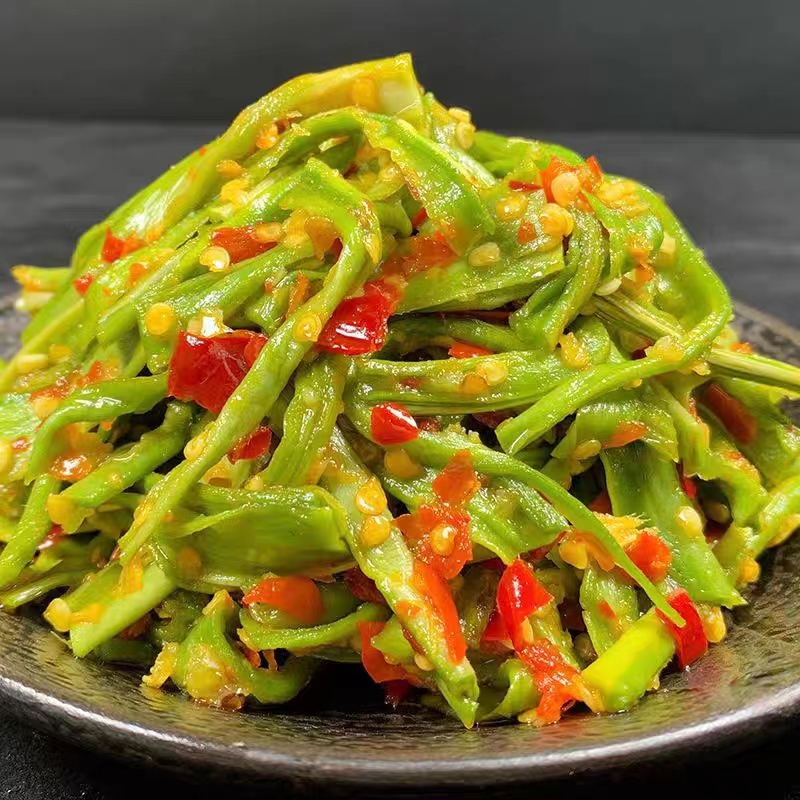 茶油剁椒贡菜5斤/包，湖南特产工厂直销，地摊农贸市场批发专用