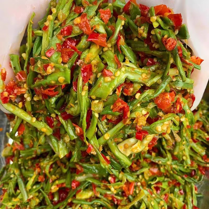 茶油剁椒贡菜5斤/包，湖南特产工厂直销，地摊农贸市场批发专用