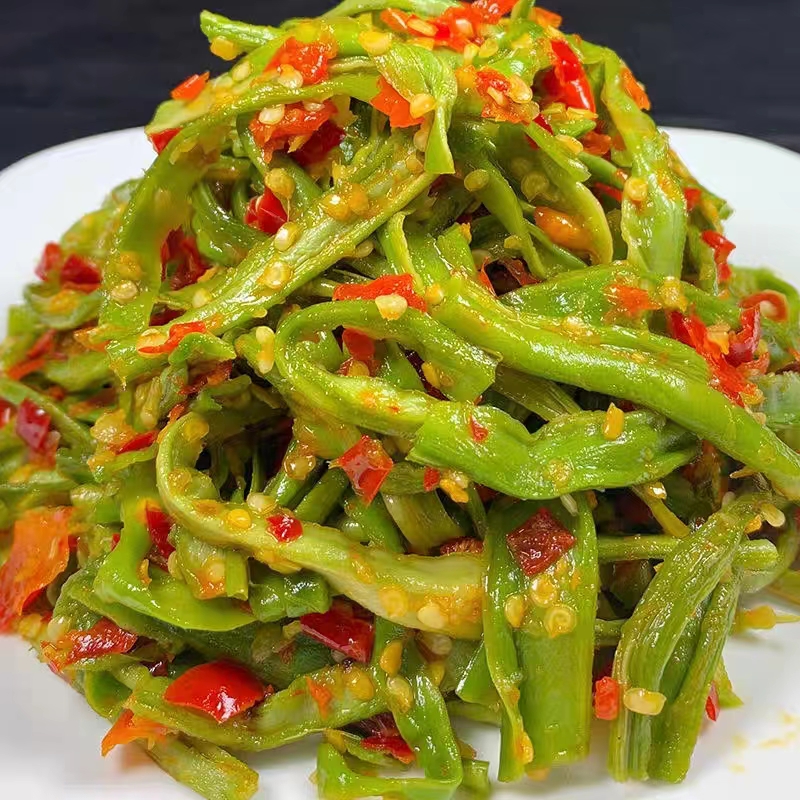 茶油剁椒贡菜5斤/包，湖南特产工厂直销，地摊农贸市场批发专用