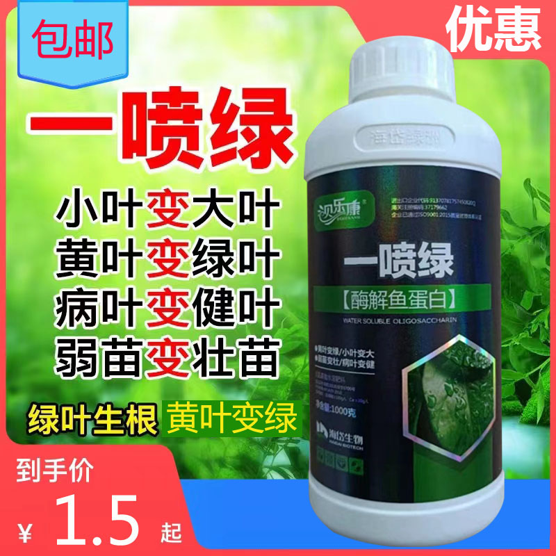 黄叶一喷绿，黄叶变绿叶，小叶变大叶，弱苗变壮苗，卷叶变展