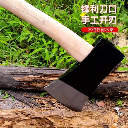 长沙锻打斧头劈柴木工斧头老式家用东北斧带木柄砍柴伐木多功能钢斧子
