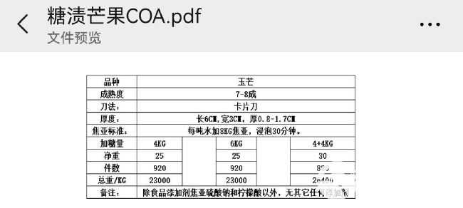 糖渍芒果片（卡刀弯刀 糖度均可订制）