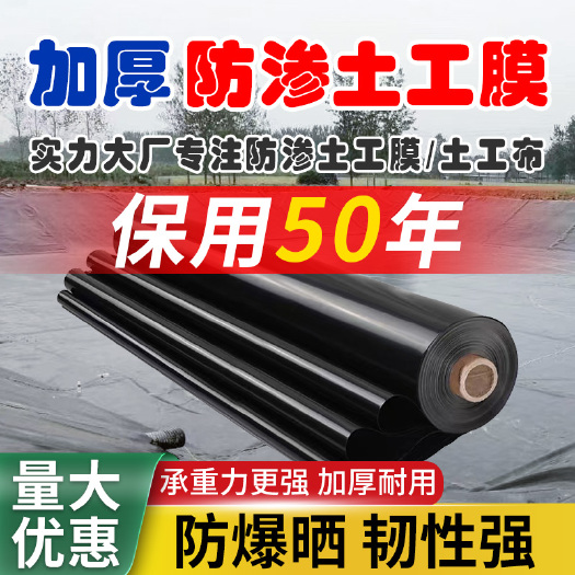 德州鱼塘防渗膜鱼池护坡防水布养殖专用土工膜黑色塑料布复合加厚地膜