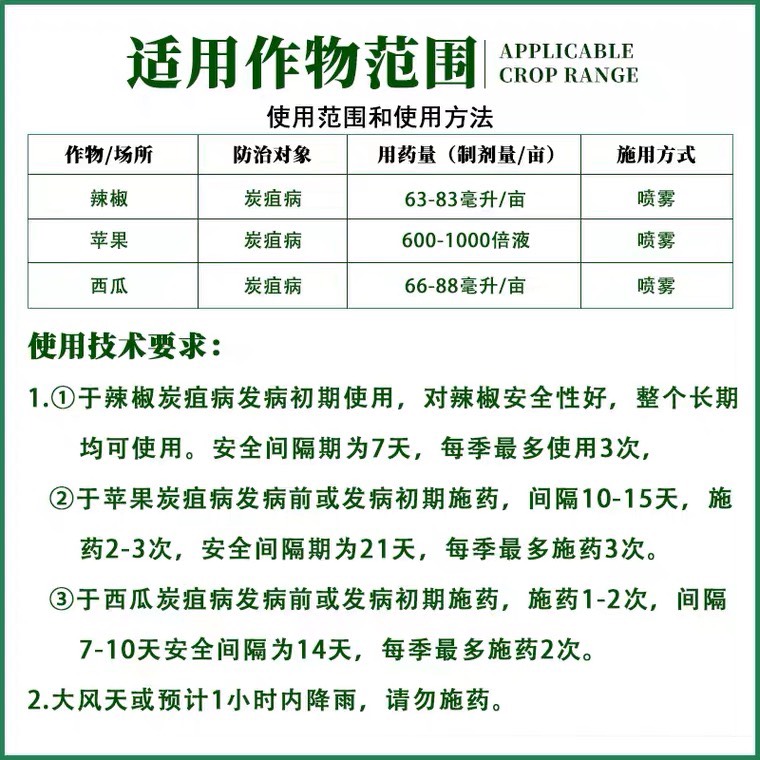 禾益227%二氰蒽醌黑星霉点叶斑锈病炭疽病疮痂霜霉褐腐杀菌