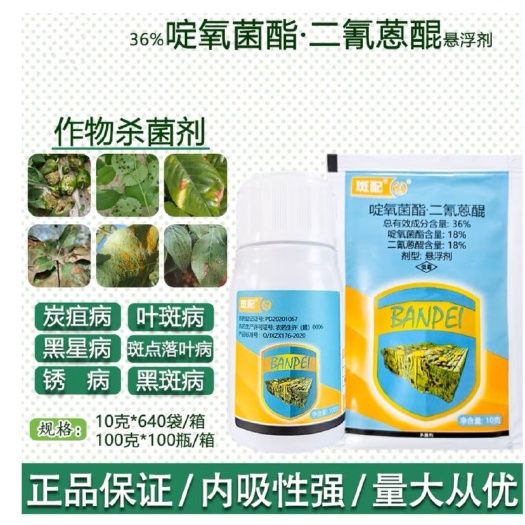 中迅斑配 36%啶氧菌酯二氰蒽醌 西瓜柑橘果树叶斑病炭疽病杀