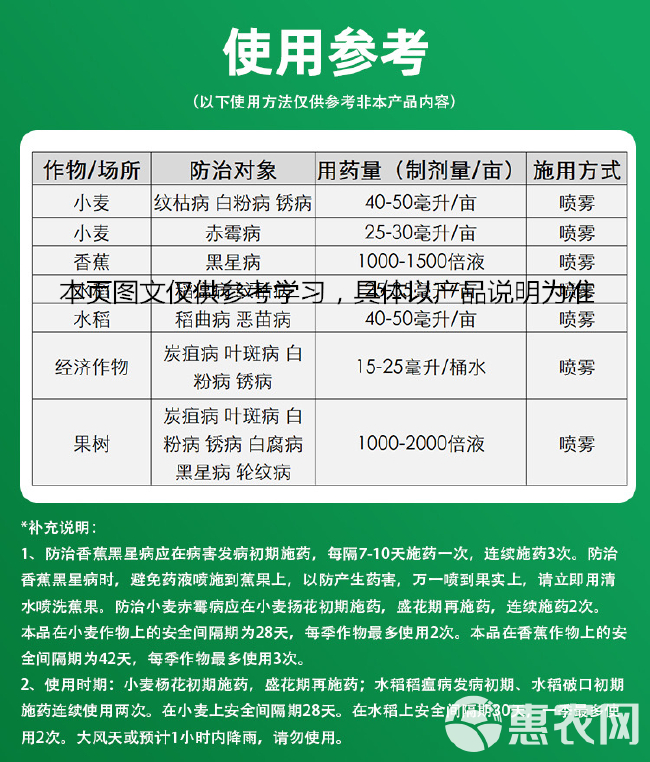 戊唑醇咪鲜胺小麦赤霉病纹枯病白粉病锈病水稻稻瘟病炭疽病叶斑病