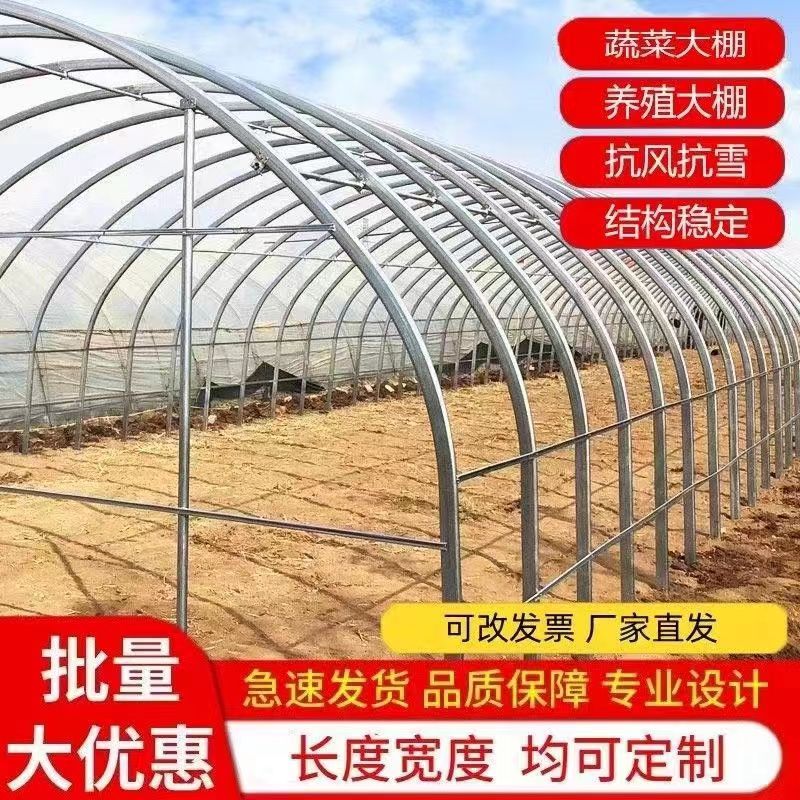 蔬菜种植大棚 椭圆管钢管棚 温室建设 棉被配件齐全