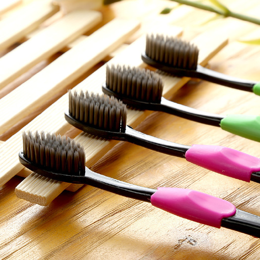 广州【小量也包邮】牙刷软毛刷纯色竹炭牙刷