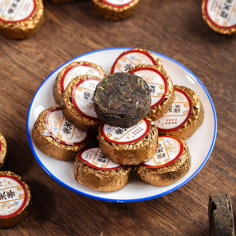 糯米香普洱茶小粒冰岛古树浓香型小沱茶熟茶小茶饼罐装500g