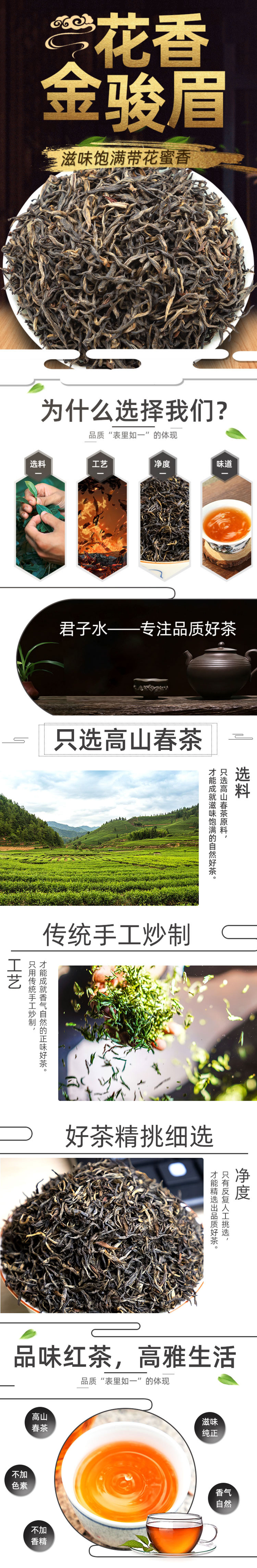 花香君子水金骏眉红茶蜜香茶叶散装高档新茶小包装小泡袋