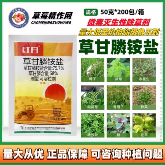 长沙沪联红日草甘膦磷铵盐灭生性烂根 除草剂果园非耕地杀草小飞蓬杂