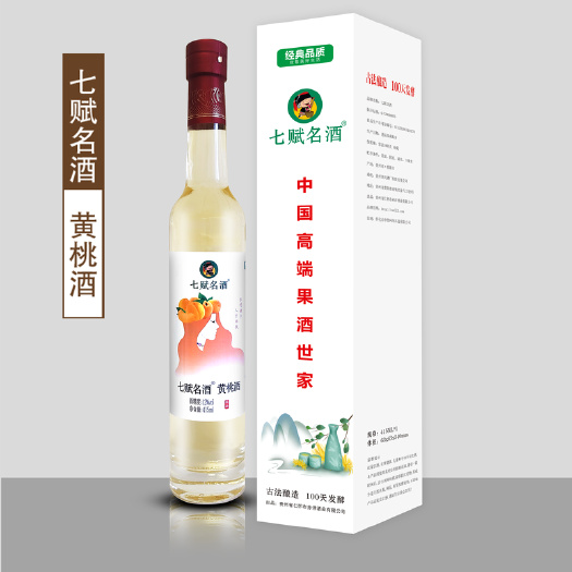 怀化七赋名酒黄桃酒12度水果酒415ML花果酒