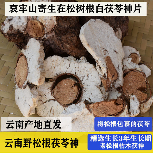 双柏县枯木茯苓神片3年生期挑拣片片带木500g起包邮