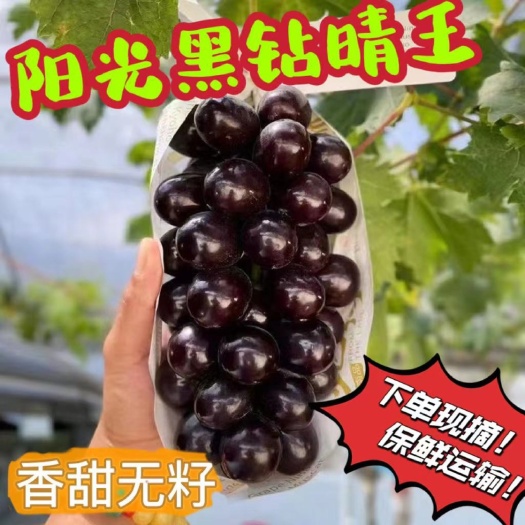 西昌市【黑钻·晴王葡萄】高端黑钻晴王阳光玫瑰葡萄新鲜无籽黑色当季