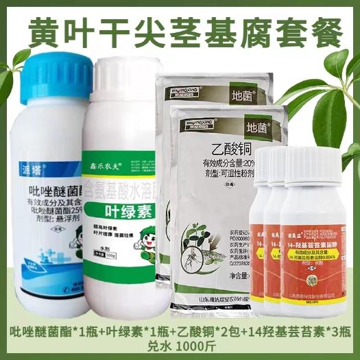 潍坊黄叶干尖茎基腐套餐吡唑醚菌酯叶绿素芸苔素甾醇乙酸铜水果蔬菜用
