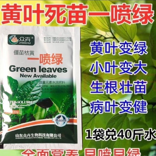 陆丰市一喷绿绿叶叶面肥果蔬花卉壮苗黄叶小叶中量元素水溶肥料叶面肥