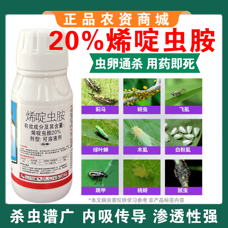 20%烯啶蟲胺白粉虱專用藥蚜蟲飛虱茶小綠葉蟬稻飛虱煙農(nóng)藥殺蟲