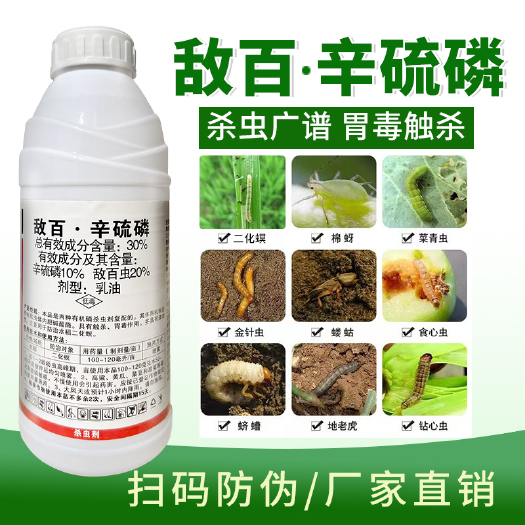 长沙敌百虫辛硫磷长效蚜虫蛴螬二化螟地老虎金针虫地蛆地下害虫杀虫剂