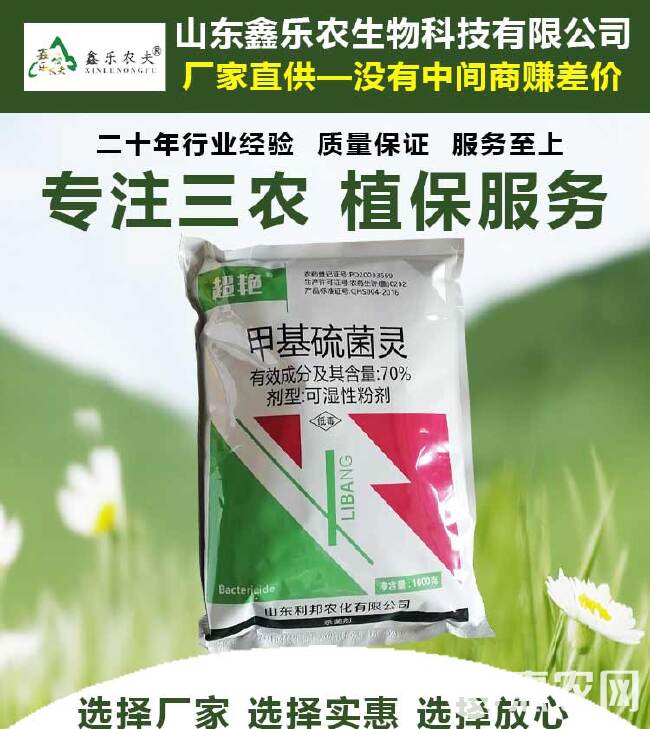 70%甲基硫菌灵杀菌剂轮纹病纹枯病黑斑病白粉病黑星病赤霉病等