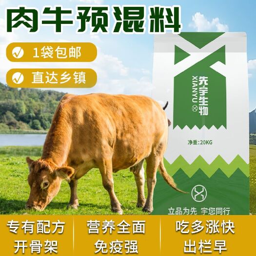 诸城市先宇生物4%肉牛预混料拉骨架预混专用混合饲料加快生长速度育