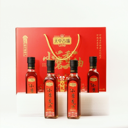 驻马店纯小磨香油礼盒258ml4瓶走亲访友年货芝麻油礼盒装驻马店特
