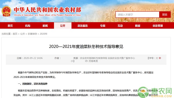 2020—2021年度油菜秋冬種技術指導意見-圖片版權歸惠農網所有